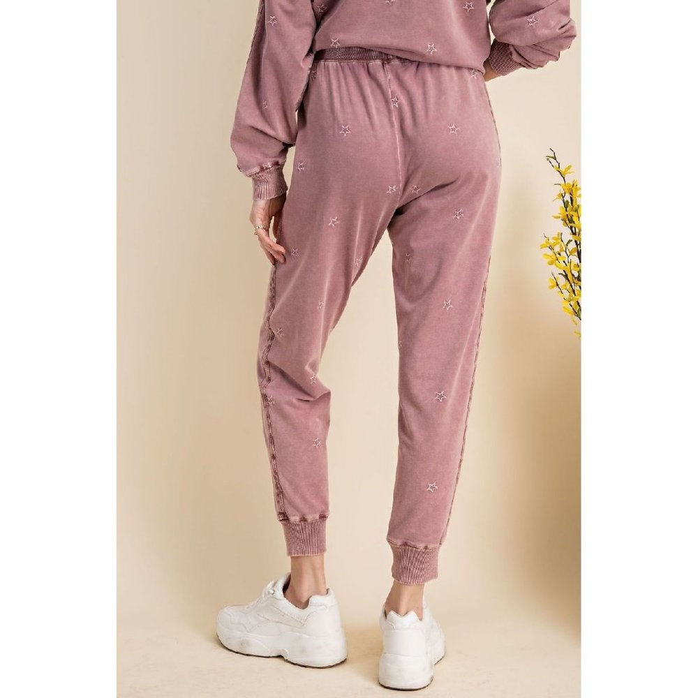 EASEL joggers easel pants Mauve mineral washed soft Jogger Sweatpants size med - Picture 5 of 5